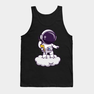 Astronaut Holding Thunder On Cloud Cartoon Tank Top